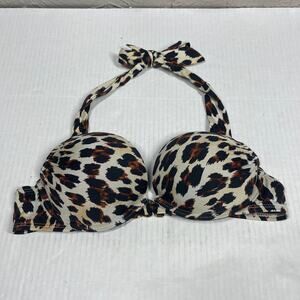 Victorias Secret Leopard Bikini halter padded Top size 34A
